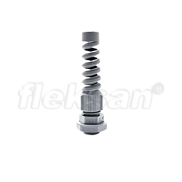 CABLE GLAND, SPIRAL STRAIN RELIEF POLYAMIDE GRAY