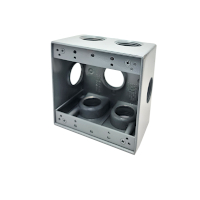 WEATHERPROOF OUTLET BOX, TWO GANG, 7 HUBS